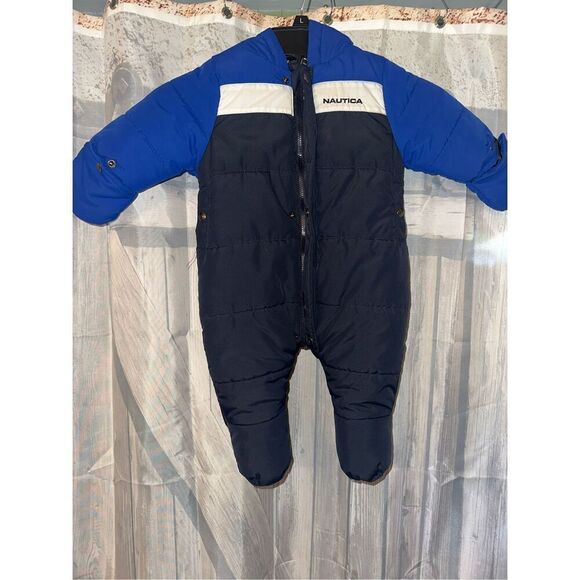 Nautica Baby Boys Snow Suit 3-6 M Navy Blue Zip Up Water Resistant - Picture 1 of 7